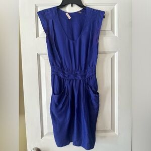 Rebecca Taylor royal Blue silk blend sleeveless short romper. Size 2